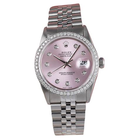 pink faced rolex w diamonds|rolex pink face diamond bezel.